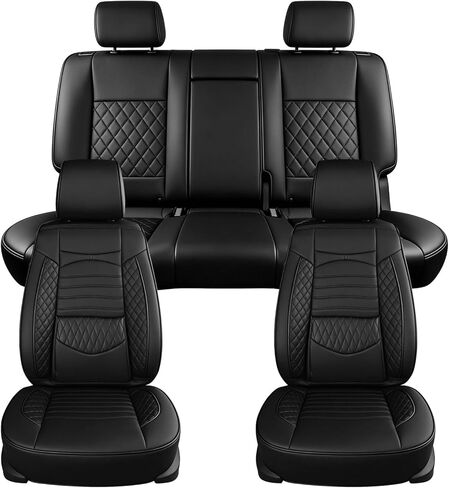 PENSUN Seat Covers for Ford F150 F250 F350 2009–2025 — Full‑Coverage PVC Leather, Black, Front & Back Seat-5 Seats in Saudi Arabia