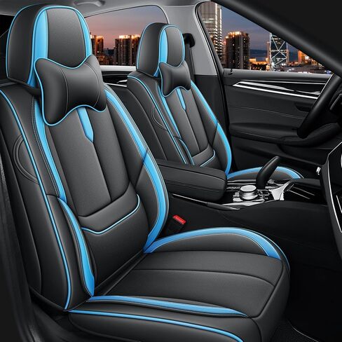 Arazi Seat Covers Full Set for Jeep Wrangler 2009-2025, Nappa Leather Car Seat Cover Full Coverage Waterproof Premium Seat Protectors (Black&Blue,5 Seats Standard) in Saudi Arabia