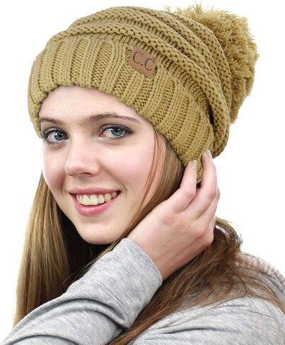 C.C Pom Pom Oversized Baggy Slouchy Thick Winter Beanie Hat in Saudi Arabia