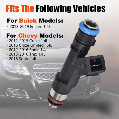 4 Pcs Fuel Injectors Set FIT Chevy Cruze 1.4L Sonic Trax Buick Encore 1.4L Turbocharged, Replaces OE 0280158205 FJ1150 2173432 55565486, 2-Pin Connector Multi-hole Spray Pattern in Kuwait