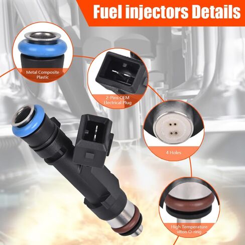 4 Pcs Fuel Injectors Set FIT Chevy Cruze 1.4L Sonic Trax Buick Encore 1.4L Turbocharged, Replaces OE 0280158205 FJ1150 2173432 55565486, 2-Pin Connector Multi-hole Spray Pattern in Kuwait
