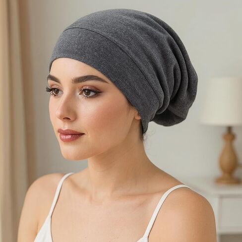 Silk Bonnet for Sleeping Women, Satin Lined Beanie for Curly Hair, Soft Adjustable Sleep Cap for Natural Hair in Saudi Arabia