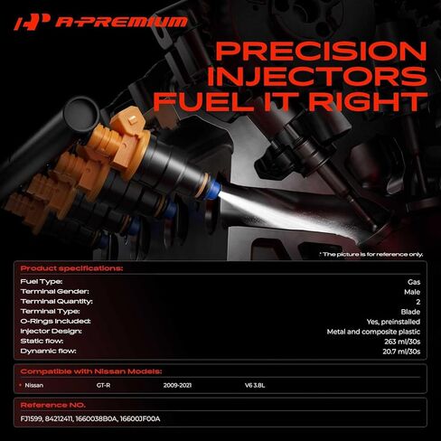 مجموعة A-Premium مكونة من 12 فتحة لحقن الوقود متوافقة مع نيسان GT-R GTR 2009-2021، 3.8 لتر in Saudi Arabia