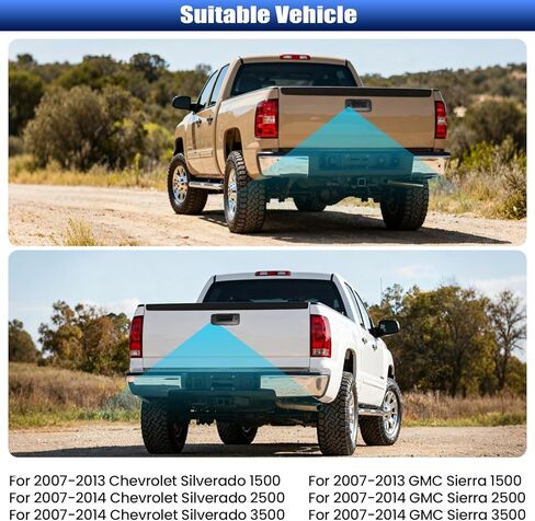 CAMECHO Tailgate Handle Back up Camera for 2007-2014 Chevrolet Chevy Silverado GMC Sierra 1500 2500 3500, IP67 Waterproof IR Night Vision Light Wide Angle AHD/CVBS/PAL Rear View Backup Camera Kit in Saudi Arabia