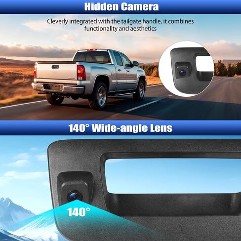 CAMECHO Tailgate Handle Back up Camera for 2007-2014 Chevrolet Chevy Silverado GMC Sierra 1500 2500 3500, IP67 Waterproof IR Night Vision Light Wide Angle AHD/CVBS/PAL Rear View Backup Camera Kit in Saudi Arabia