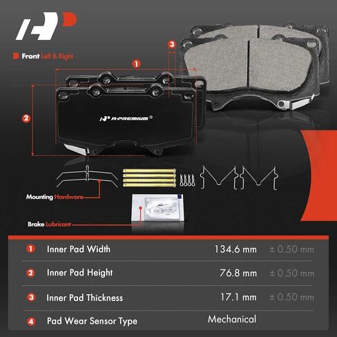 A-Premium Front and Rear Ceramic Disc Brake Pads Set Compatible with Select Toyota Models - Tacoma 2005-2023, 8 Pcs in Saudi Arabia