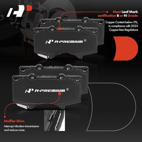 A-Premium Front and Rear Ceramic Disc Brake Pads Set Compatible with Select Toyota Models - Tacoma 2005-2023, 8 Pcs in Saudi Arabia