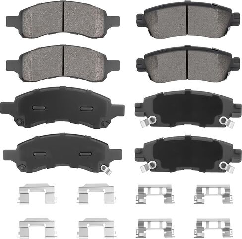 Front Rear Semi-metal Disc Brake Pads Set for Buick Enclave 08-17, Rainier 06-07, for GMC Acadia 07-16, Envoy 06-09, for Traverse 09-17, for Saturn Outlook 07-10, 8PCS(With Hardware) in Saudi Arabia
