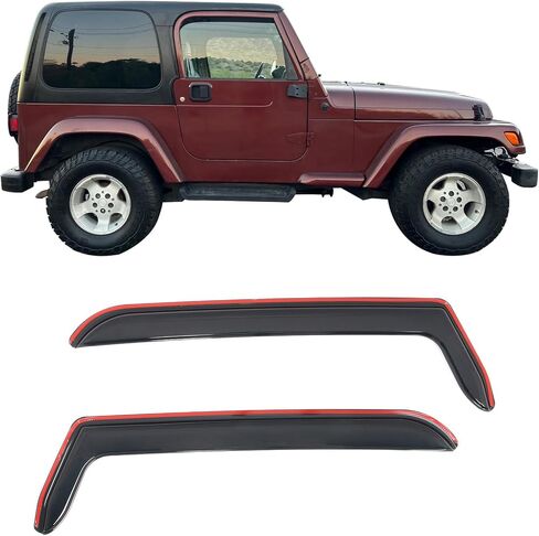 IKON MOTORSPORTS in Channel Window Visors Compatible with 1997-2006 Jeep Wrangler, Slim Style Acrylic Smoke Rain Guards, Side Window Wind Deflectors 2PCS in Saudi Arabia