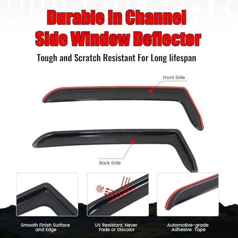 IKON MOTORSPORTS in Channel Window Visors Compatible with 1997-2006 Jeep Wrangler, Slim Style Acrylic Smoke Rain Guards, Side Window Wind Deflectors 2PCS in Saudi Arabia