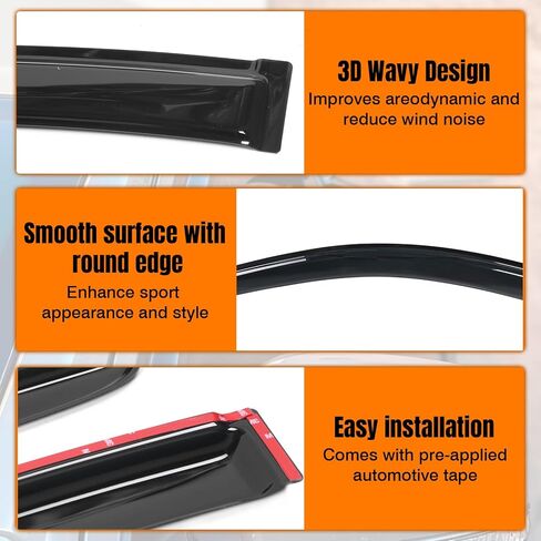 Tape on Window Visor Deflectors, Compatible with 2003-2007 Honda Accord, Acrylic Smoke Tinted Slim Style Window Rain Guards, Sun Wind Side Vent Visor Set, 2 Pieces in Saudi Arabia