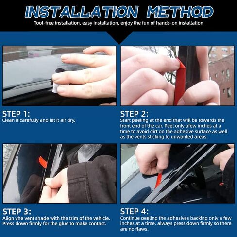 Set of 4 Compatible with 99-16 F250/F350/F450/F550 Super Duty Supercrew/Crew Cab With 4 Full Size Doors Front+Rear Smoke Sun/Rain Guard Wind Deflector Outside Mount Tape-On Acrylic Window Visors in Kuwait