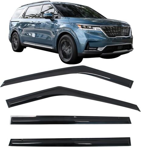 IKON MOTORSPORTS Tape on Window Visors Compatible with 2022-2026 Kia Carnival, Mugen Style Acrylic Somke Rain Guards, Side Window Wind Deflectors 4PCS in Saudi Arabia
