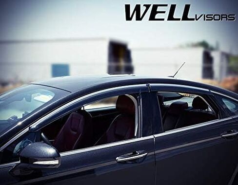 WellVisors Window Visors Wind Deflectors Compatible with Ford 2013-2020 Fusion Sedan with Chrome Trim Rain Guards 3-847FD010 in Saudi Arabia