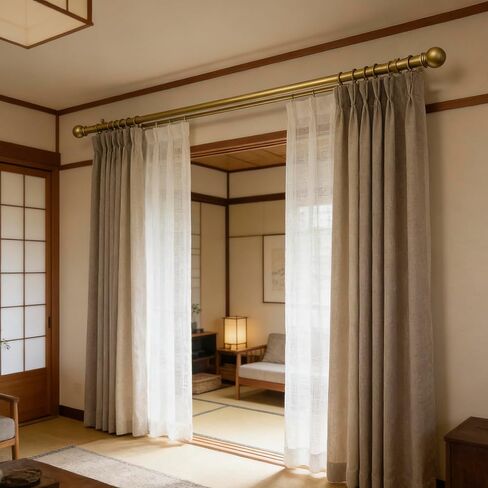 Gold Double Curtain Rods for Windows 16-88 inch, Decorative Curtain Rod Set, Adjustable Heavy Duty Drapery Rod for Bedroom, Livingroom in Kuwait