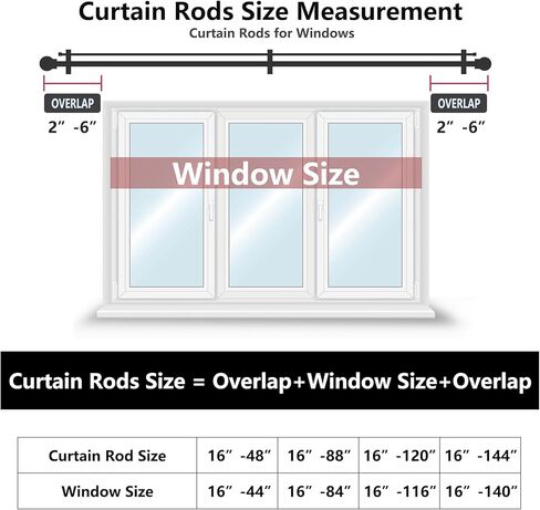 Gold Double Curtain Rods for Windows 16-88 inch, Decorative Curtain Rod Set, Adjustable Heavy Duty Drapery Rod for Bedroom, Livingroom in Kuwait