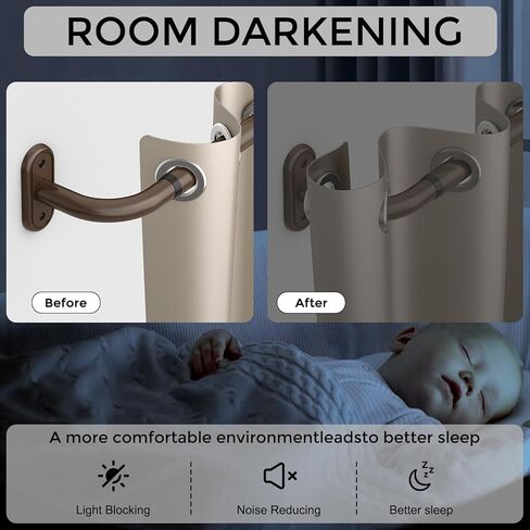 2 حزمة من قضبان الستائر الملفوفة حول البرونز، عمود ستارة معتم للنوافذ من 48 إلى 84 بوصة، قضيب ستائر حديث منحني لتغميق الغرفة مقاس 1 بوصة (برونز/تصميم فريد/جميع المعادن) in Kuwait