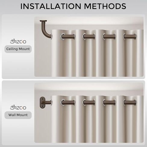 2 حزمة من قضبان الستائر الملفوفة حول البرونز، عمود ستارة معتم للنوافذ من 48 إلى 84 بوصة، قضيب ستائر حديث منحني لتغميق الغرفة مقاس 1 بوصة (برونز/تصميم فريد/جميع المعادن) in Kuwait
