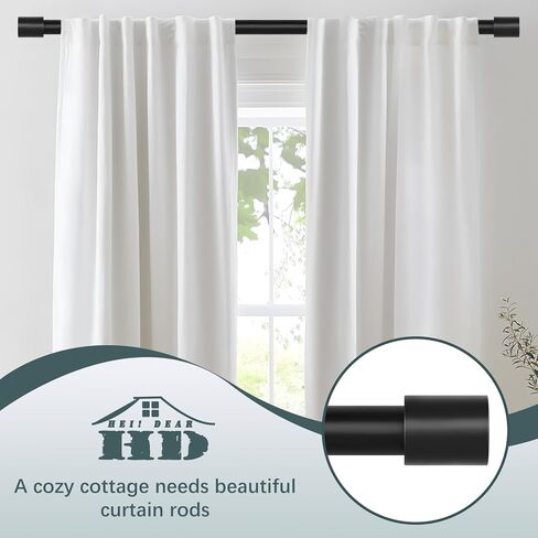 Black Curtain Rods for Windows 48 to 84 Inch(4-7ft),1 Inch Diameter Heavy Duty Curtain Rods,Modern Adjustable Curtain Rod,Cylindrical End Cap Drapery Rods,Window Curtains Rod 36-88",Matte Black in Kuwait