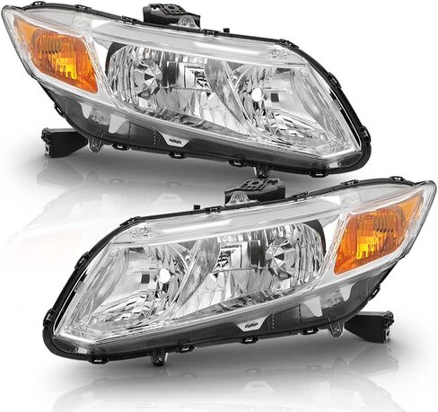 ACANII-For 2012 2013 2014 2015 Honda Civic Sedan 12-13 كوبيه المصابيح الأمامية كروم المصابيح الأمامية 12-15 سائق + جانب الركاب in Saudi Arabia