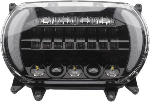 كشاف أمامي للدراجة النارية من الألومنيوم LED مع ضوء إشارة الانعطاف DRL مناسب لـ 2015-2025 Harley Touring Road Glide، أسود in Kuwait