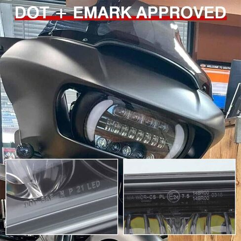 كشاف أمامي للدراجة النارية من الألومنيوم LED مع ضوء إشارة الانعطاف DRL مناسب لـ 2015-2025 Harley Touring Road Glide، أسود in Kuwait