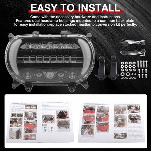 كشاف أمامي للدراجة النارية من الألومنيوم LED مع ضوء إشارة الانعطاف DRL مناسب لـ 2015-2025 Harley Touring Road Glide، أسود in Kuwait