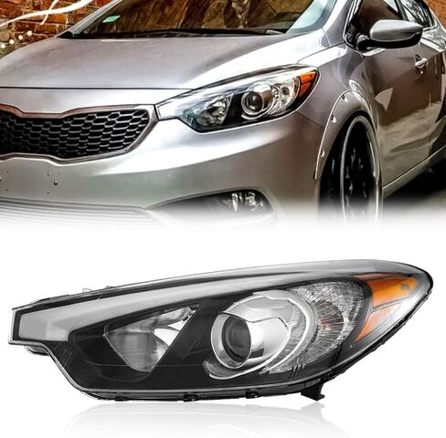مصباح أمامي TODO مع مصابيح متوافقة مع 2014 2015 2016 Kia Forte Forte5، السائق/الجانب الأيسر، لا يناسب موديلات LED DRL in Kuwait