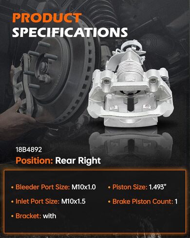 GAHA 18B4892 Rear Right Brake Caliper Assembly w/Bracket for Chevy Cobalt 2005-2008, HHR 2008-2010, Malibu 2004-2012, for Pontiac G5 2007-2009, G6 2005-2010, for Saturn Aura 2007-2009 in Saudi Arabia
