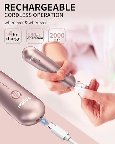 Manicure Pedicure Kit with Case, Professional Nail Grinder for Senior Thick Toenail, Cordless Electric Nail File, 5 Speeds Pedicure Tools for feet Callus Remover, Nail Drill for Women Hand Feet Care in Saudi Arabia