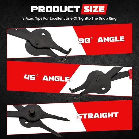 Snap Ring Pliers Set, .038in - .09in for Automobiles Lawnmowers and Farm Equipment Retaining Snap Ring and Circlip Removal Tools Straight & Bent Retaining Ring Pliers w/Hook & Pick in Kuwait