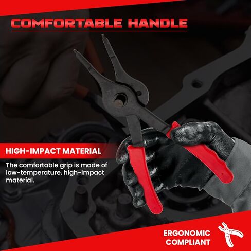 Snap Ring Pliers Set, .038in - .09in for Automobiles Lawnmowers and Farm Equipment Retaining Snap Ring and Circlip Removal Tools Straight & Bent Retaining Ring Pliers w/Hook & Pick in Kuwait