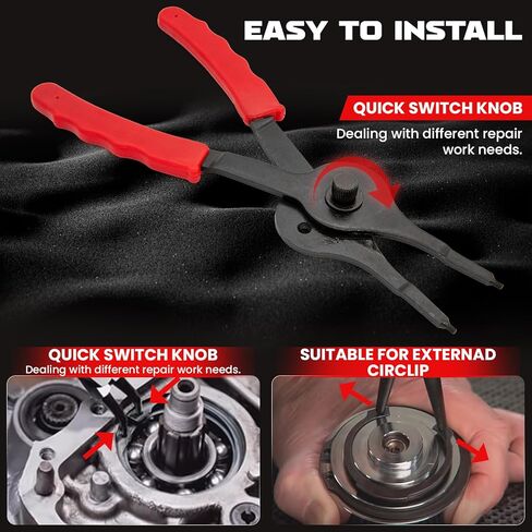 Snap Ring Pliers Set, .038in - .09in for Automobiles Lawnmowers and Farm Equipment Retaining Snap Ring and Circlip Removal Tools Straight & Bent Retaining Ring Pliers w/Hook & Pick in Kuwait