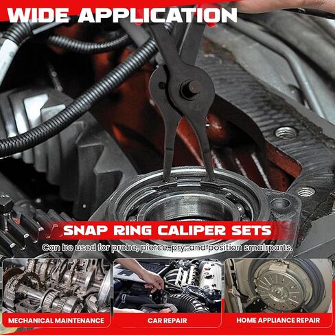 Snap Ring Pliers Set, .038in - .09in for Automobiles Lawnmowers and Farm Equipment Retaining Snap Ring and Circlip Removal Tools Straight & Bent Retaining Ring Pliers w/Hook & Pick in Kuwait