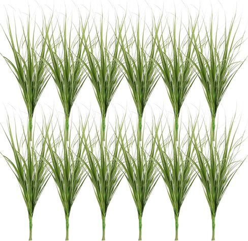 24Pcs Artificial Grass, 11.79in Fake Short Grass Artificial Shrub Plants, Simulation Dwarf Plants Faux Greenery Stems for Patio, Vase, Restaurant, Indoor Decor in Saudi Arabia