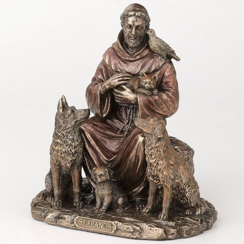 Veronese Design 6 3/8 Inch Saint Francis of Assisi The Blessing of The Animals Cold Cast Resin Bronze Finish Statue Religious Home Decor in Saudi Arabia