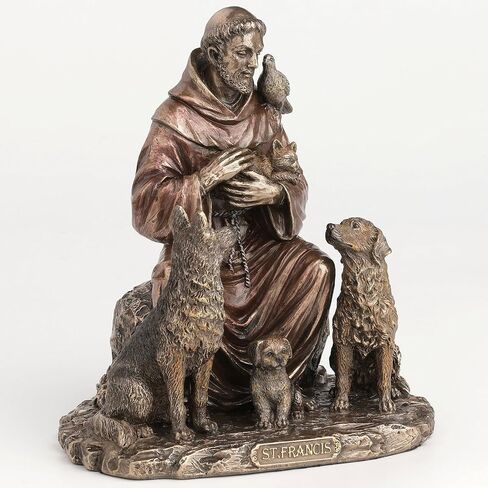 Veronese Design 6 3/8 Inch Saint Francis of Assisi The Blessing of The Animals Cold Cast Resin Bronze Finish Statue Religious Home Decor in Saudi Arabia