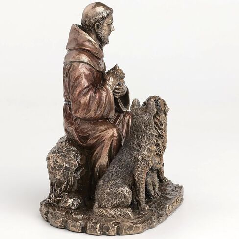 Veronese Design 6 3/8 Inch Saint Francis of Assisi The Blessing of The Animals Cold Cast Resin Bronze Finish Statue Religious Home Decor in Saudi Arabia