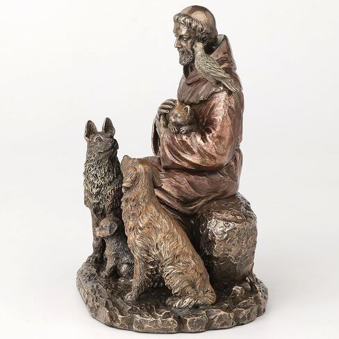 Veronese Design 6 3/8 Inch Saint Francis of Assisi The Blessing of The Animals Cold Cast Resin Bronze Finish Statue Religious Home Decor in Saudi Arabia