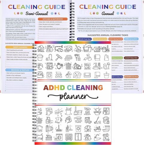 ADHD Cleaning Planner - Undated Daily, Weekly & Monthly Cleaning Schedule & Checklist Organizer for Home Management, Routine Tracking & Family Cleaning Tasks in Saudi Arabia