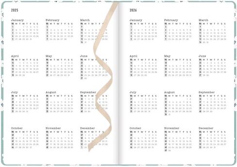 Letts of London® Daisies Academic Weekly/Monthly Planner، أغسطس 2025 إلى يوليو 2026، عرض أسبوعي، تجليد مخيط، متعدد اللغات، مقاس A6، 5.875 بوصة × 4.125 بوصة، نعناعي (C031869-26) in Kuwait