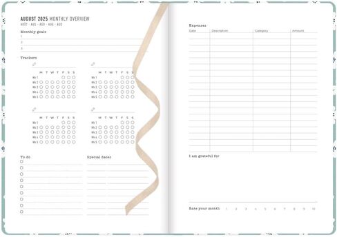 Letts of London® Daisies Academic Weekly/Monthly Planner، أغسطس 2025 إلى يوليو 2026، عرض أسبوعي، تجليد مخيط، متعدد اللغات، مقاس A6، 5.875 بوصة × 4.125 بوصة، نعناعي (C031869-26) in Kuwait