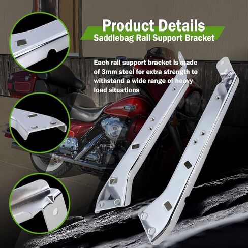 Saddlebag Rail Support Bracket Compatible with Harley Touring, Street Glide, Road King, Electra Glide FLT, FLHT, FLHR, FLTR, FLHX 1985-2008, Replaces 90718-79C 90720-79C (Without Bolts) in Kuwait