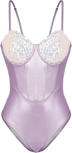 FEOYA Womens Sequin Boned Metallic Shiny Bodysuit Tank Tops for Night Club Going Out Lingerie in Saudi Arabia