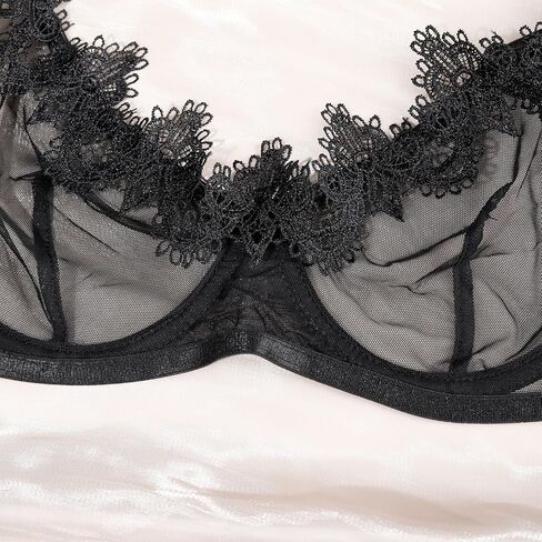 Lace Mesh See Through Bra and Panty Cute Underwear Lingerie Sets for Women Sexy Black in Saudi Arabia