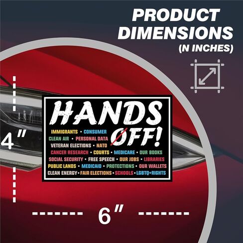 Hands Off Protest Car Magnet - 6" x 4" Pro-Equality Anti-Hate Resist Racism Anti-Fascism Social Justice Advocacy Decor – Rally-Ready Activist Vehicle Magnet in Saudi Arabia