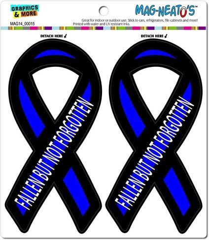 GRAPHICS & MORE Fallen But Not Forgotten Thin Blue Line Support Ribbon - Police Automotive Car Refrigerator Locker Vinyl Magnet Set in Saudi Arabia