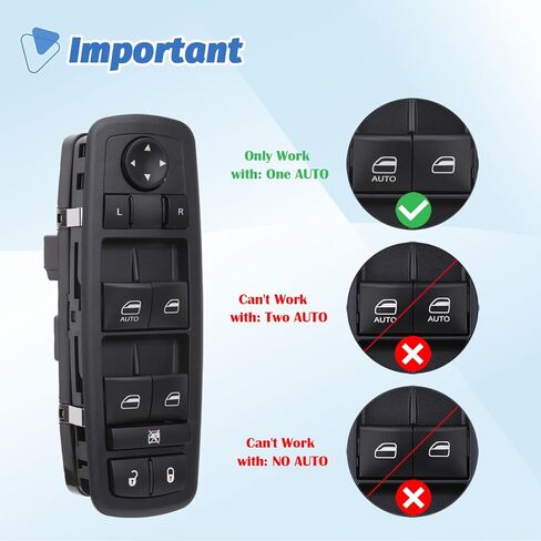 Power Master Window Switch 14+6 Pins Front Left Driver Side Compatible with 2017-2019 Dodge Journey Replacement OEM 68307001AA 1 Auto Button Blue Light in Saudi Arabia