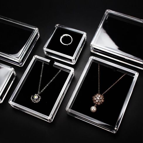 2 Pcs Different Sizes Small Acrylic Jewelry Box with Lid Clear Gemstone Display Box,top cov with magnetic automatic adsorption and Sponge Inside for Gems,Coins, Medallions, Jewelry Packing in Saudi Arabia