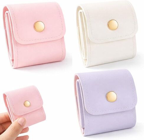 حقيبة مجوهرات صغيرة للسفر مكونة من 3 قطع، حقيبة تنظيم مجوهرات السفر، حقيبة سفر مجوهرات مخملية ناعمة محمولة للأقراط والخواتم والقلائد والأساور، مضادة للخدش وقابلة للطي للسفر والاستخدام اليومي in Kuwait